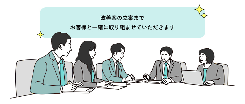 改善案の立案までお客様と一緒に取り組ませていただきます