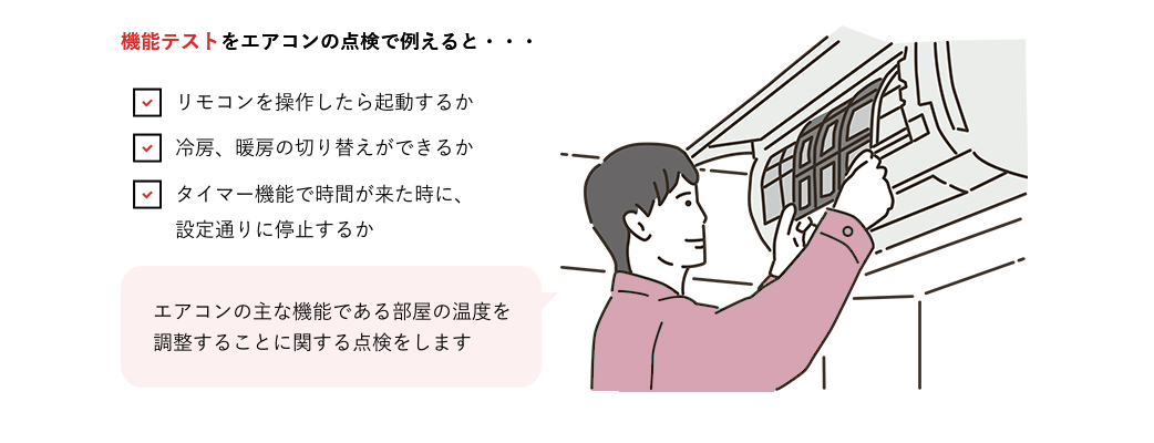 機能テストをエアコンの点検で例えると…